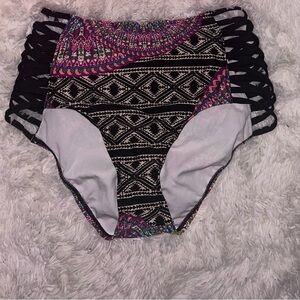 Tribal Print High-Waisted Bikini Bottoms
